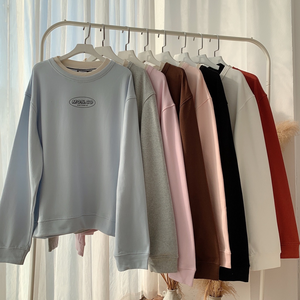 SS9 Áo sweater nỉ MON.CO, áo swater nỉ chân cua cổ tròn.