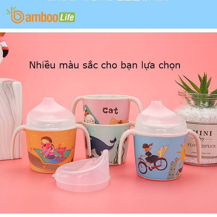 Ly, cốc tập uống nước cho bé sợi tre Bamboo Life BL092 mẫu mã đẹp, chống sặc, hình thú siêu xinh 180ml