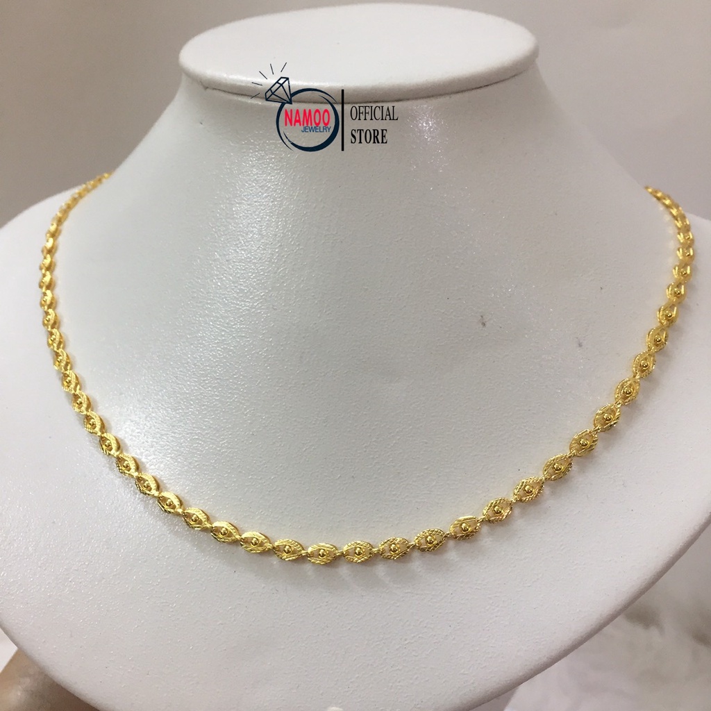 Dây Chuyền Đính Đá Hoa Trà V800 kết hợp Dây Thoi V014 Bản Lớn Namoo Jewelry Chuyên Sỉ