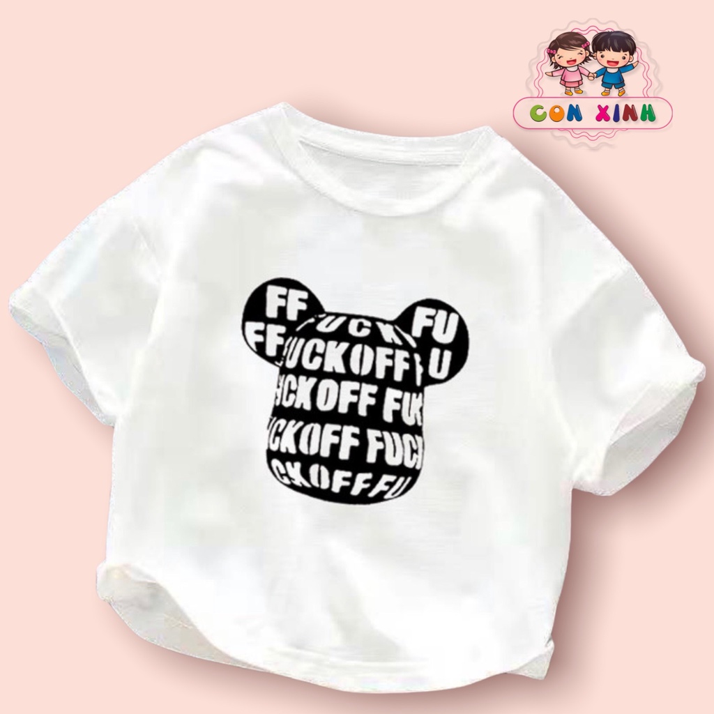 Áo thun bé trai CON XINH cotton hình in MICKEY F.OFF ,thời trang dành cho trẻ em từ 4 đến 10 tuổi