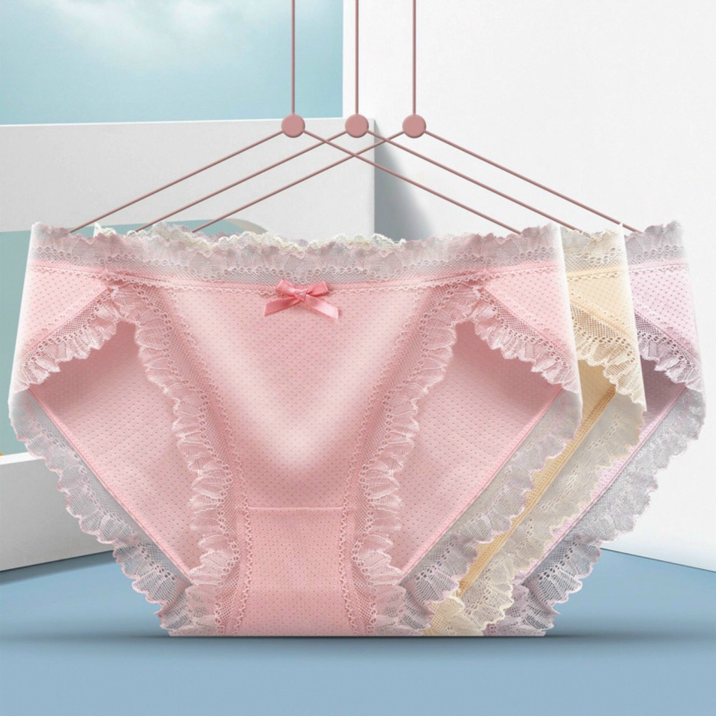 Quần lót nữ viền ren có nơ thoáng khí co giãn giá rẻ mã SP0010