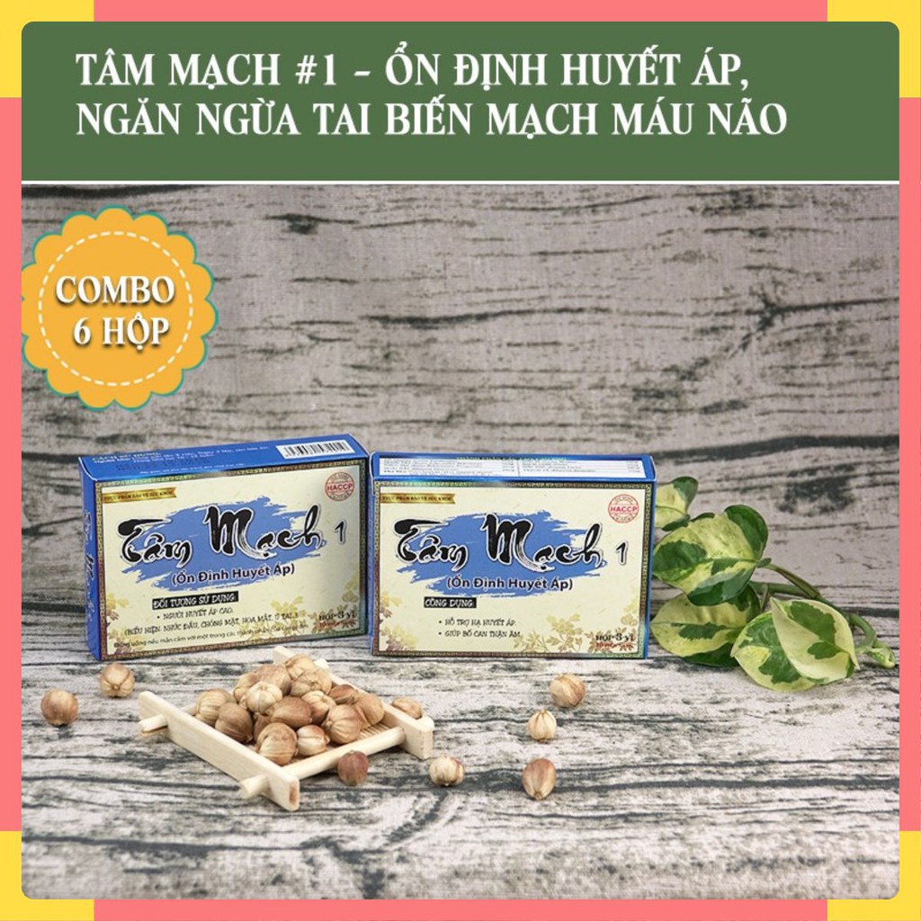 [ Hình thật ] Combo 6 hộp Viên uống Tâm Mạch #1 - Hỗ trợ điều trị cao huyết áp cao cấp