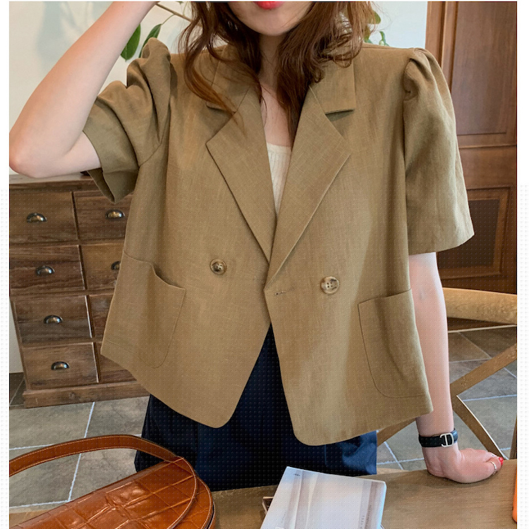 Áo khoác blazer tay phồng cổ chữ V thời trang | BigBuy360 - bigbuy360.vn