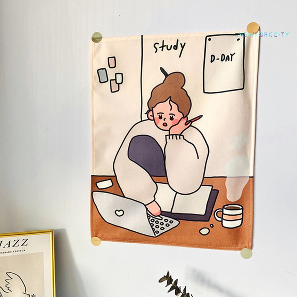 Thảm Vải Treo Tường Trang Trí In Hình Cô Gái Xinh Xắn