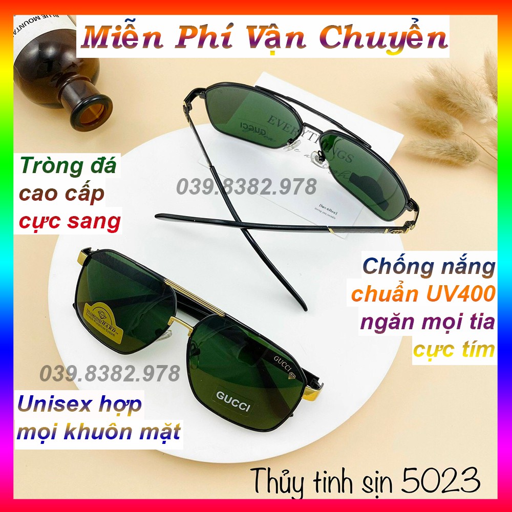 Kính mát Nam chống nắng tia UV400 💖FREESHIP💖chống bụi tròng kính bằng đá cao cấp gọng kim loại kiểu phi công thời trang
