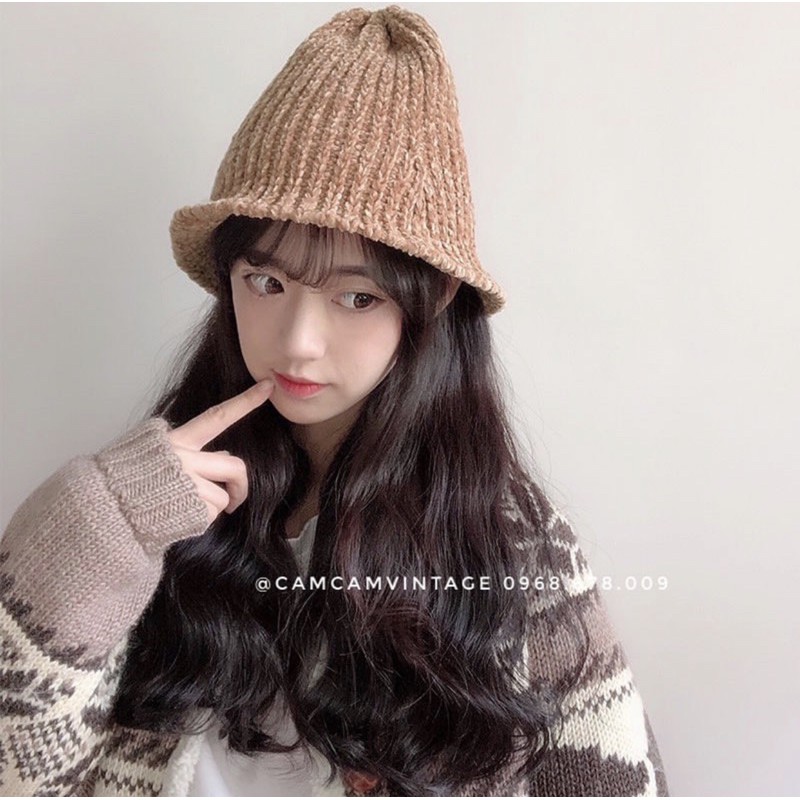 Mũ bucket nón ulzzang beanie chú lùn sụp tone màu vintage đáng yêu