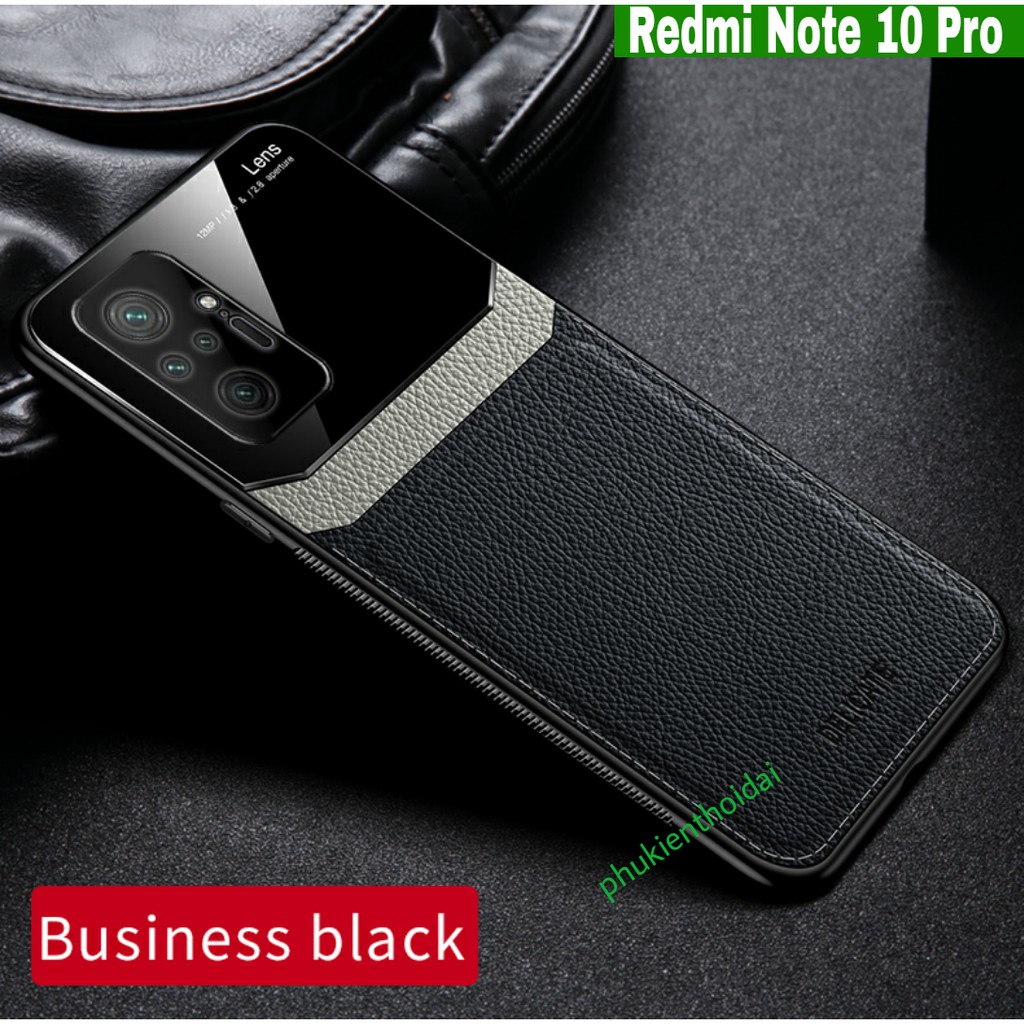 Ốp lưng Redmi Note 9s / Note 9s Pro / Redmi Note 10 Pro chống sốc da kính thời trang cao cấp