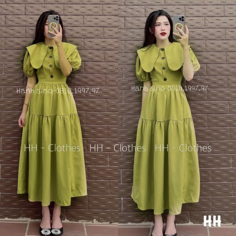 váy cổ thuỷ thủ babydoll 3 tầng xoè cổ cúc cực điệu