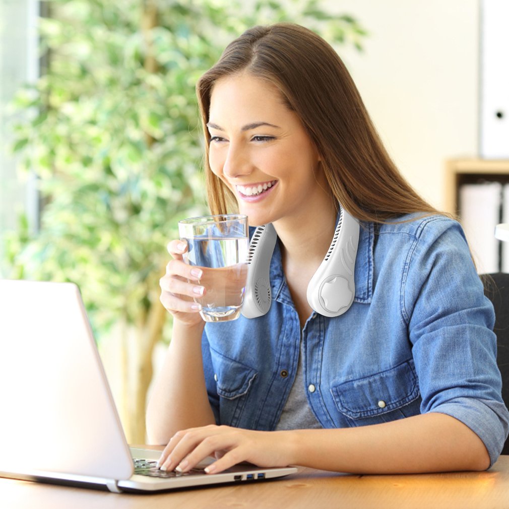 Quạt Đeo Cổ Không Cánh Thiết Kế Nhỏ Gọn Tiện Dụng