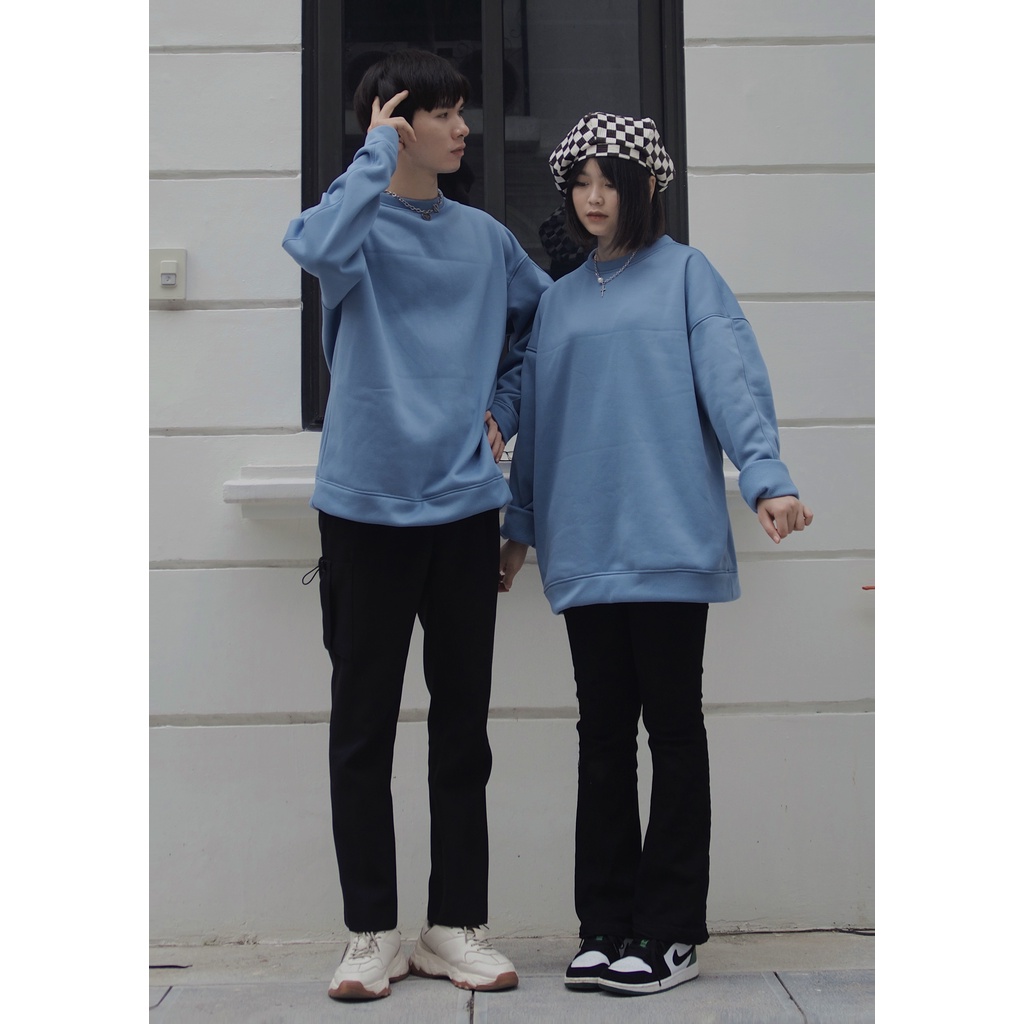 Áo sweater oversize trơn KATI from rộng cho nam và nữ chất liệu nỉ bông | BigBuy360 - bigbuy360.vn