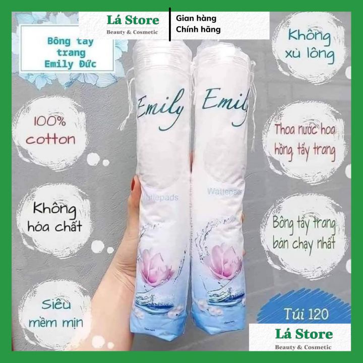 Chính hãng - Bông Tẩy Trang Emily Hàng Nhập Khẩu Đức, Chất Liệu Cotton Mềm Mịn 120 Miếng