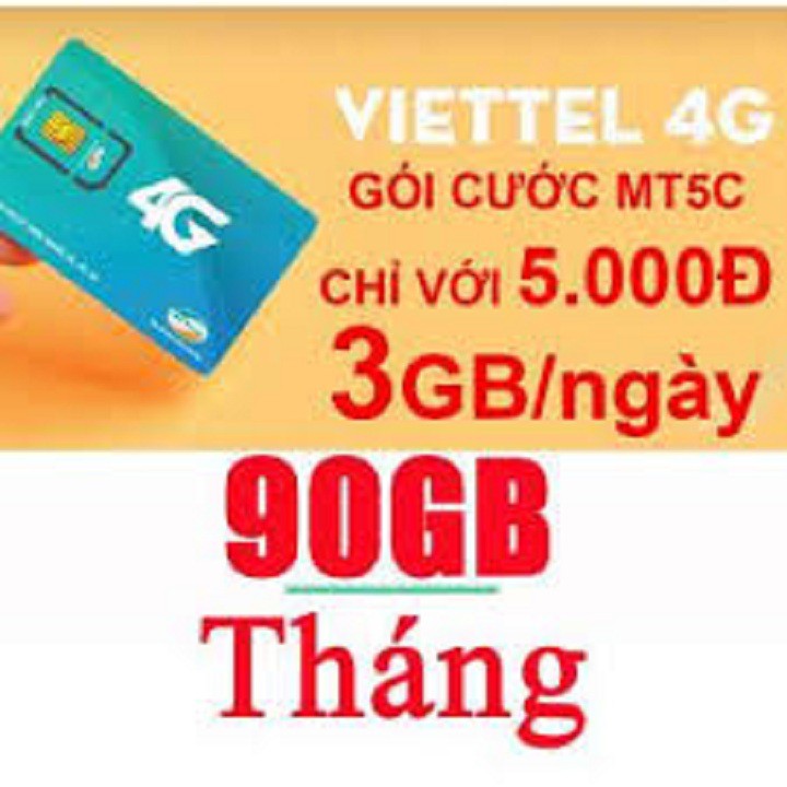 SIM 4G Viettel thần thánh MT5C 90GB/Tháng (3GB/Ngày)