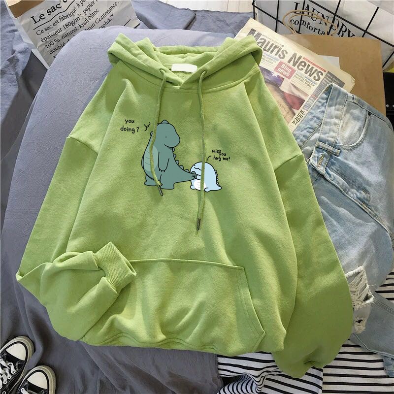Áo hoodie đôi khủng long chất nỉ bông dày siêu ấm
