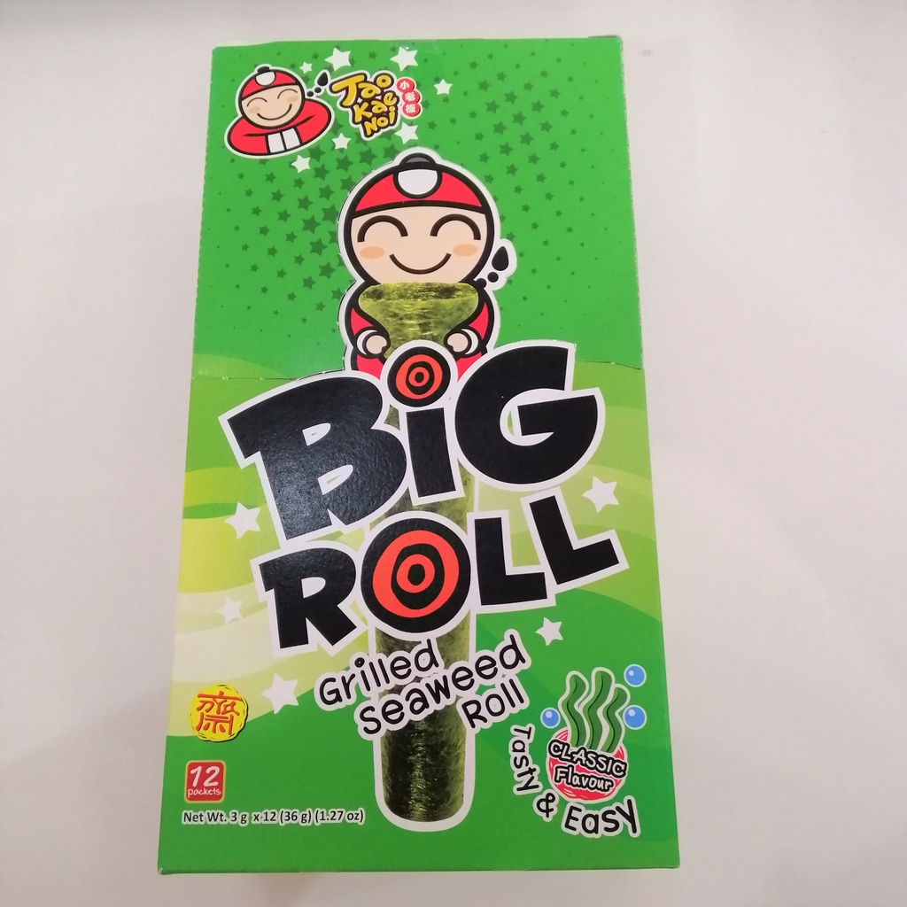 Snack Rong Biển Nướng Giòn Cậu Chủ TaoKaeNoi Big Roll Vị Truyền Thống (Hộp 12 gói-xanh)