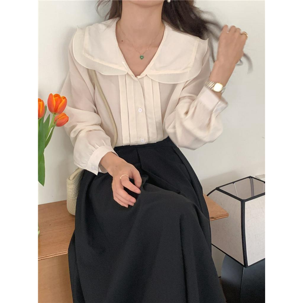 Áo Sơ Mi Dài Tay Cổ Xếp Ly Tinh Tế 54272