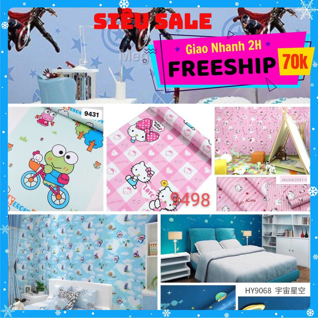 [ DÀI 10 M loại 1 ] Giấy dán tường 3D khổ rộng 45cm có sẵn keo mẫu trẻ em