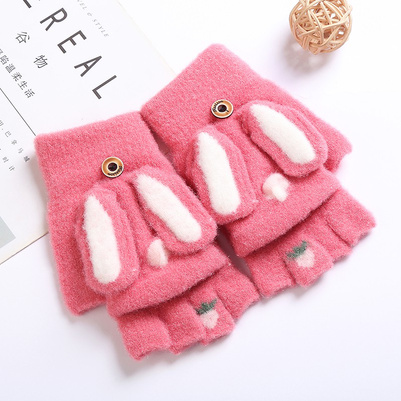 Găng tay hở ngón giữ ấm mùa đông phong cách Hàn Quốc đáng yêu