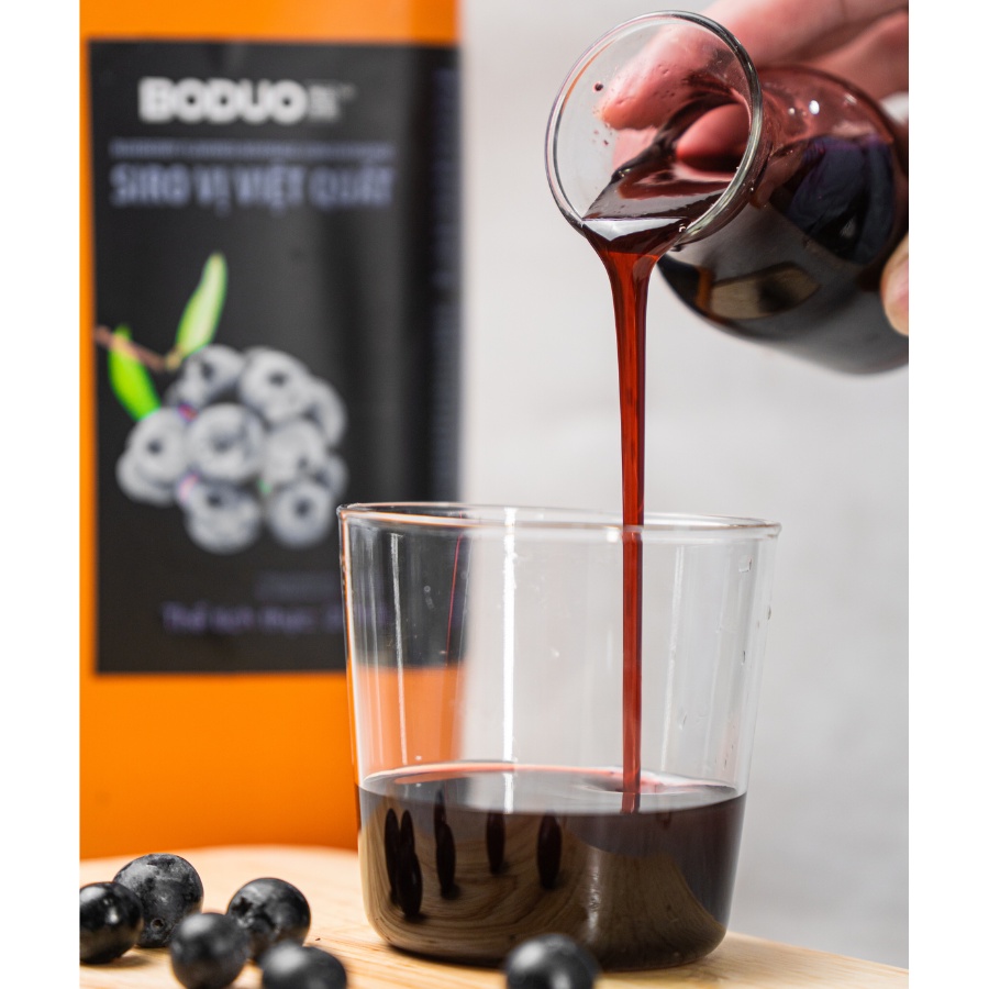 Siro Việt quất Boduo pha trà sữa, trá trái cây hương vị tự nhiên, thơm ngon- can 2,5kg hàng nhập khẩu chính ngạch