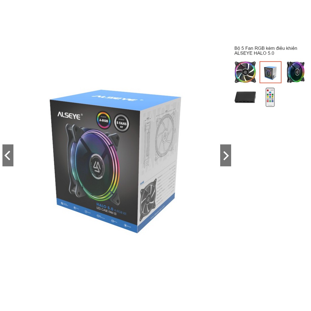 Bộ 5 Fan RGB kèm điều khiển ALSEYE HALO 5.0 | BigBuy360 - bigbuy360.vn