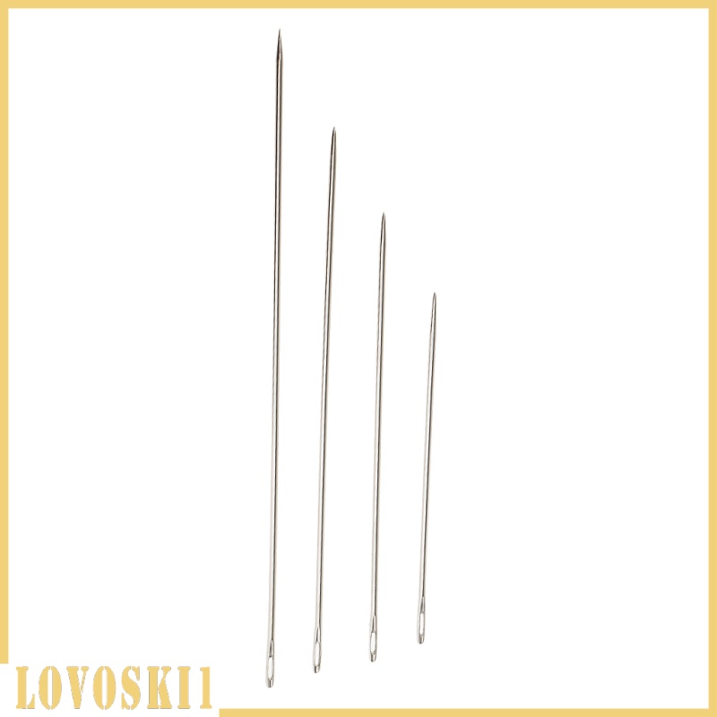 [LOVOSKI1]4 Assorted Sizes Long Hand Sewing Needles for Embroidery Mending Craft Case