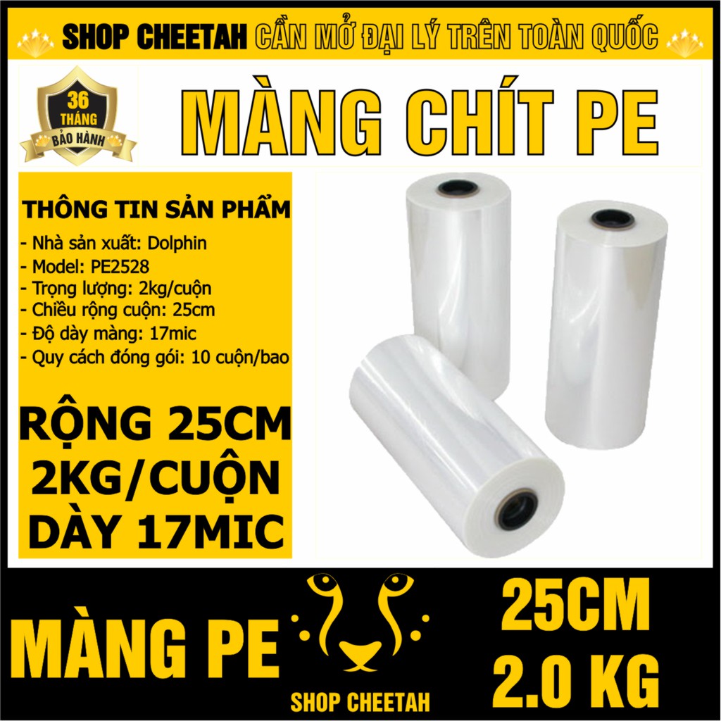 [2kg x 25cm] Màng chít PE – Màng cuốn pallet – Màng co bọc hàng hóa – Dính và dai chắc – Rộng 25Cm x 2Kg/cuộn