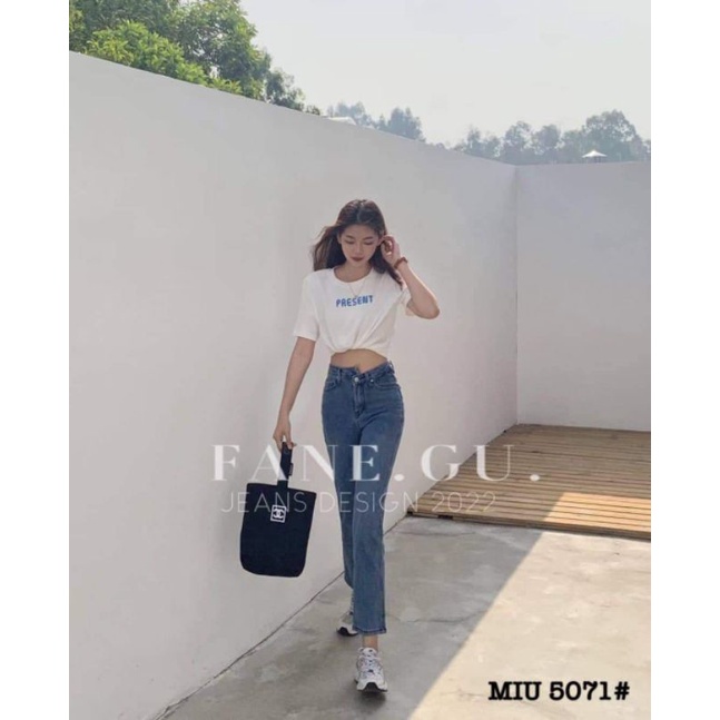 Quần jeans trơn cạp đính chữ hàng QCL1