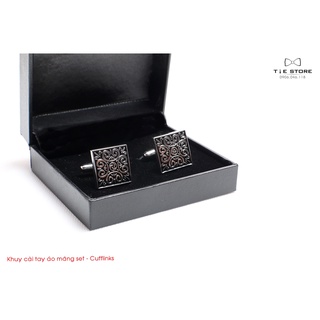 Khuy Cài tay áo Măng Set cao cấp đính đá - cufflinks , tặng kèm hộp nhỏ, họa tiết cổ điển
