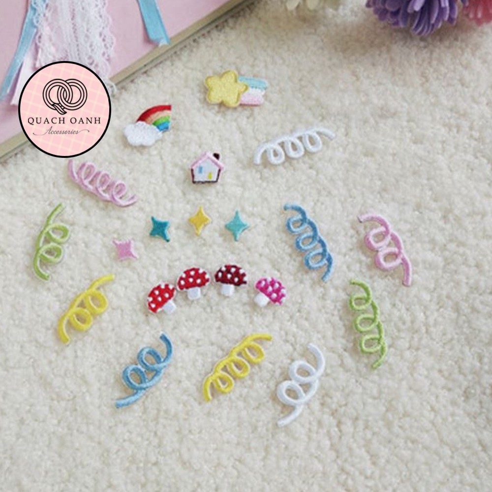Sticker nhãn dán vải thêu hình thời tiết tự dính trang trí sổ, vở, mũ bảo hiểm tổng hợp 1 - ST09
