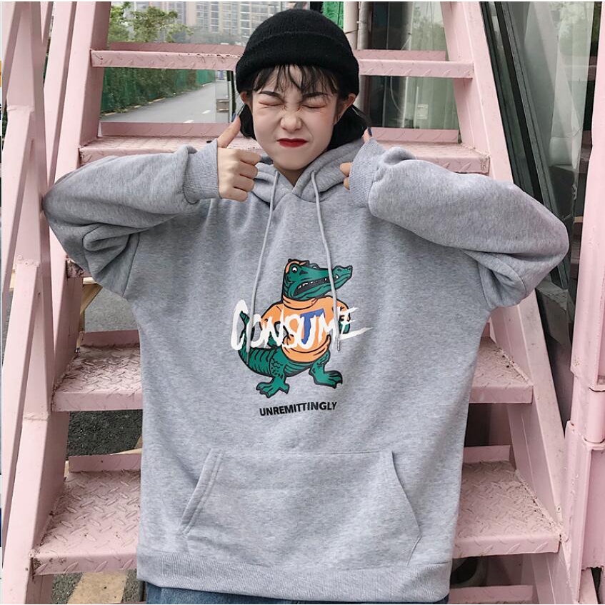 unisex Korean fashion hooded sweater dinosaur print simple style casual | BigBuy360 - bigbuy360.vn