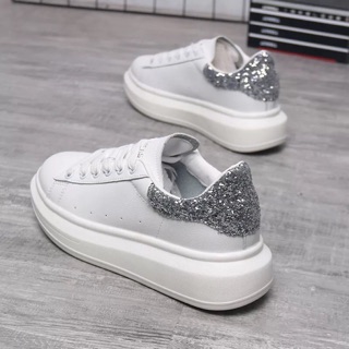 Giày alexander MCqueen MQ trắng gót kim tuyến quảng châu(kèm ảnh thật 100%)