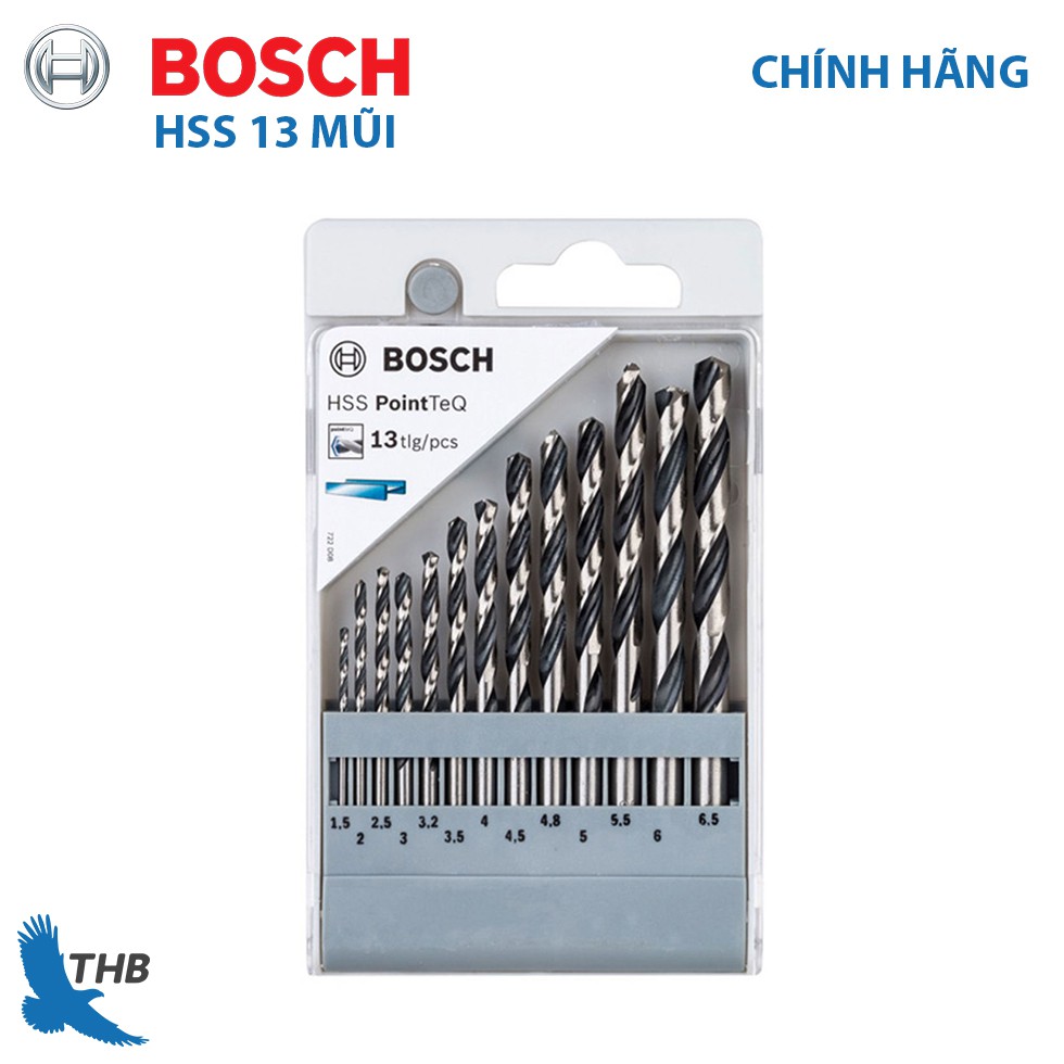 Bộ 13 mũi khoan sắt Bosch HSS PointTeQ 2608577349