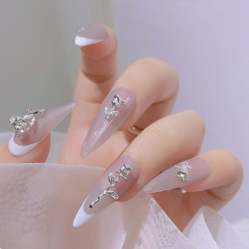 [Hàng mới về] Phụ kiện hợp kim trang trí móng tay nghệ thuật họa tiết hoa hồng 3D sang trọng
