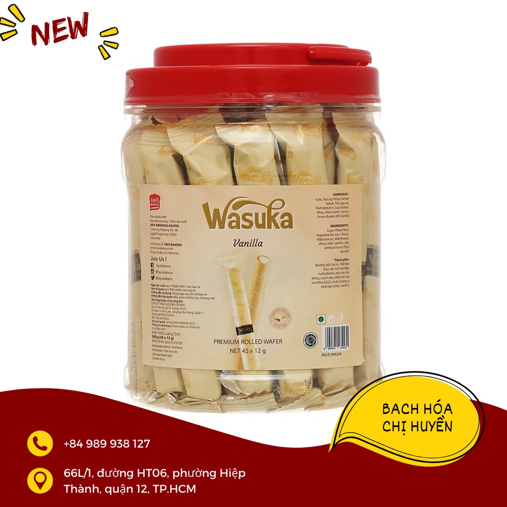 Bánh quế vị socola / phô mai / capuchino / vani /  Wasuka Cigarku hủ 540g