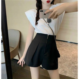Quần short CẠP CAO khóa giữa tôn dáng, quần sooc ống rộng chất tuyết mưa