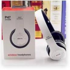 Tai nghe chụp tai cao cấp có khe thẻ nhớ Bluetooth P47 (Trắng) kèm cáp sạc