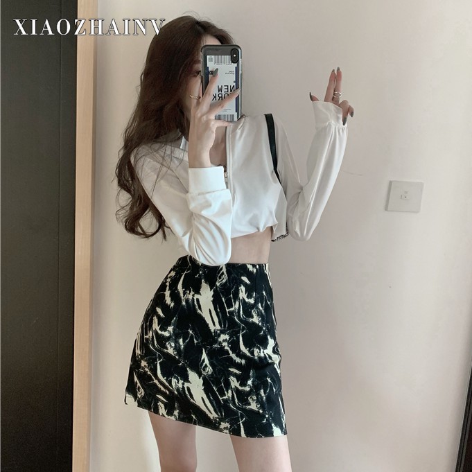 Chân Váy Ngắn Xiaozhainv Không Hở Lưng Cao Dáng Chữ A Kiểu Nhuộm Màu Phong Cách Hàn Quốc Quyến Rũ | BigBuy360 - bigbuy360.vn