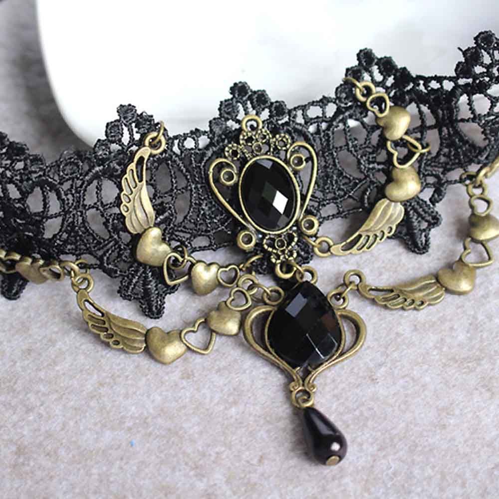 Vòng cổ choker phối ren phong cách Gothic cổ điển thời trang ấn tượng