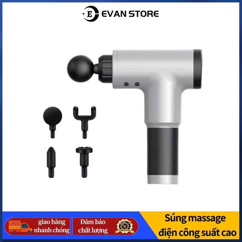 Hồ Chí Minh Máy massage cầm tay fascia gun cao cấp 4 đầu 6 chế độ rung - Súng massage toàn thân giảm căng cơ trị