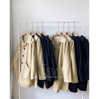 Áo khoác kaki dáng dài cổ bẻ