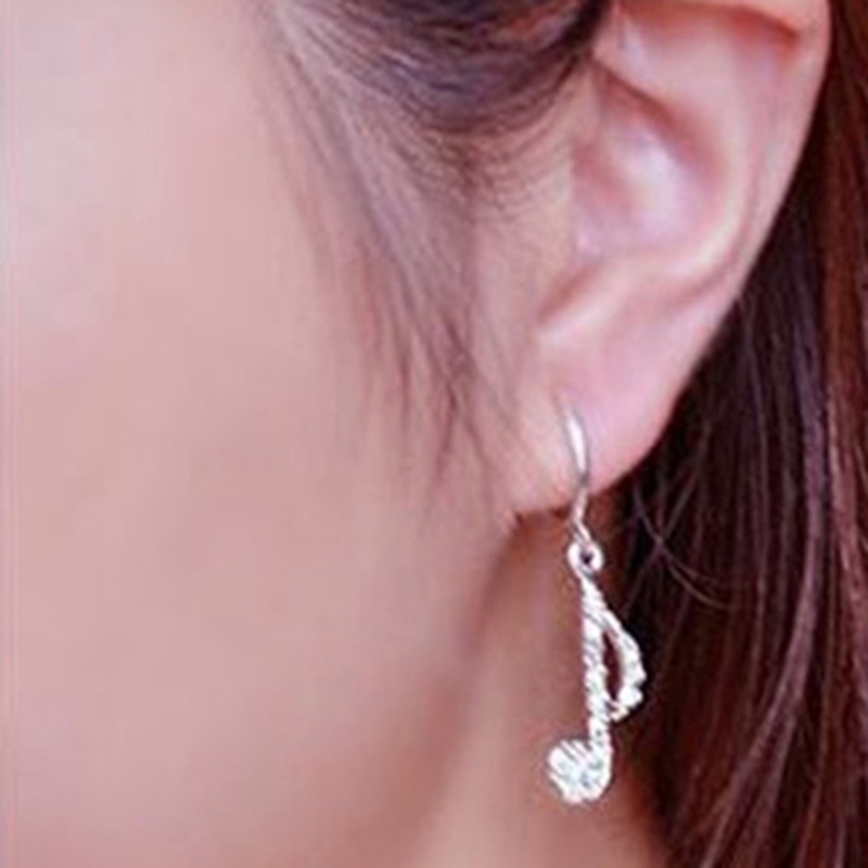 Fashion Creative Earrings Cute Crystal Music Notes Earrings Women Jewelry Accessories