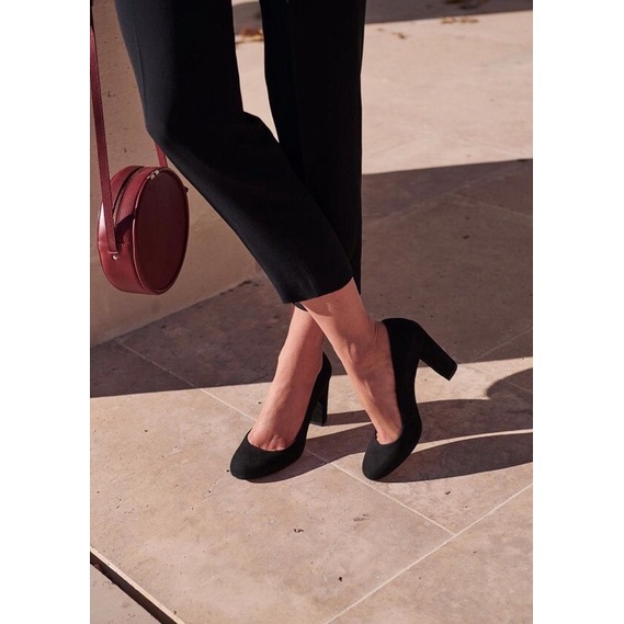 Giày cao gót nữ da lộn mũi tròn gót thô siêu xinh, 3 màu full size, GI1, Oula Store