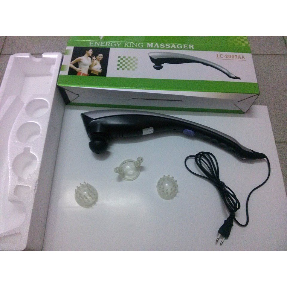 Máy Massage Cầm Tay Energy King 3 Đầu Trị Liệu Chuyên Sâu, Máy Mát Xa Trị Liệu Giảm Đau Mỏi Vai Gáy