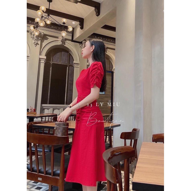 [Mã WASTMAY giảm 15% tối đa 30K đơn 150K] ⚡️BÁN SỈ⚡️Đầm nhún eo 2 màu đỏ trắng chất đũi tằm | BigBuy360 - bigbuy360.vn