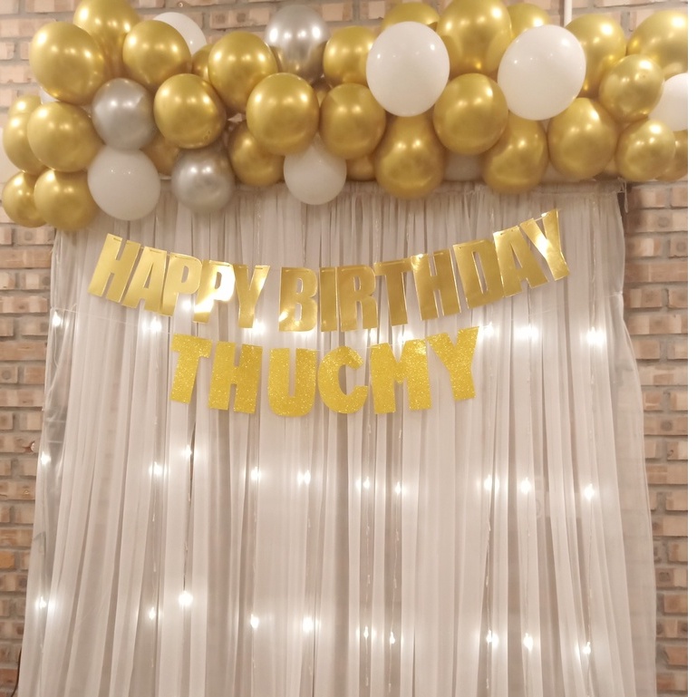 Chữ cái ghép tên bằng giấy xốp nhũ kim tuyến trang trí sinh nhật cho bé trai bé gái người lớn - Kemshop K174