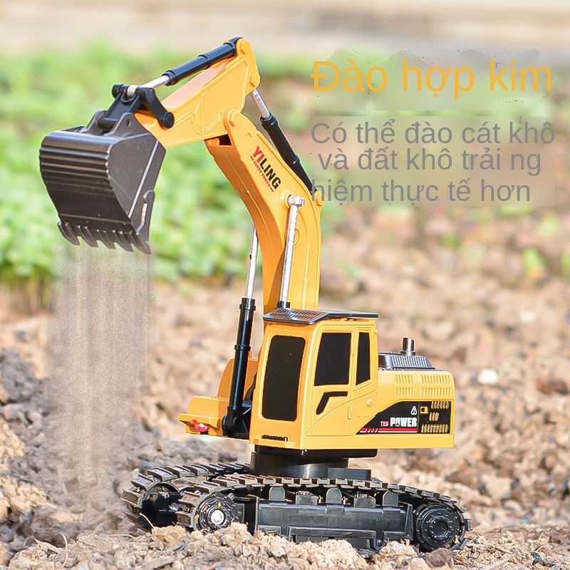 ◄Đồ chơi trẻ em ô tô không dây máy xúc điện máy móc cậu bé mô hình xe kỹ thuật có thể sạc lại máy xúc điều khiển từ xa