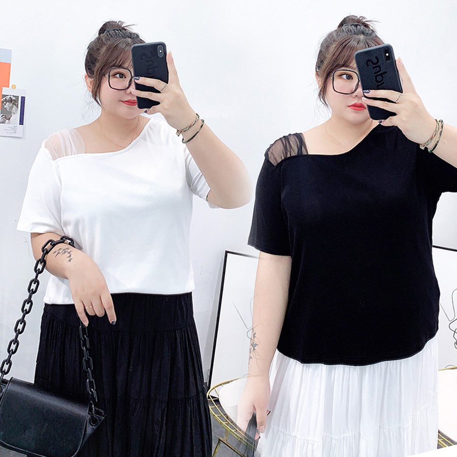 Áo lệch vai phối lưới - ABEO183