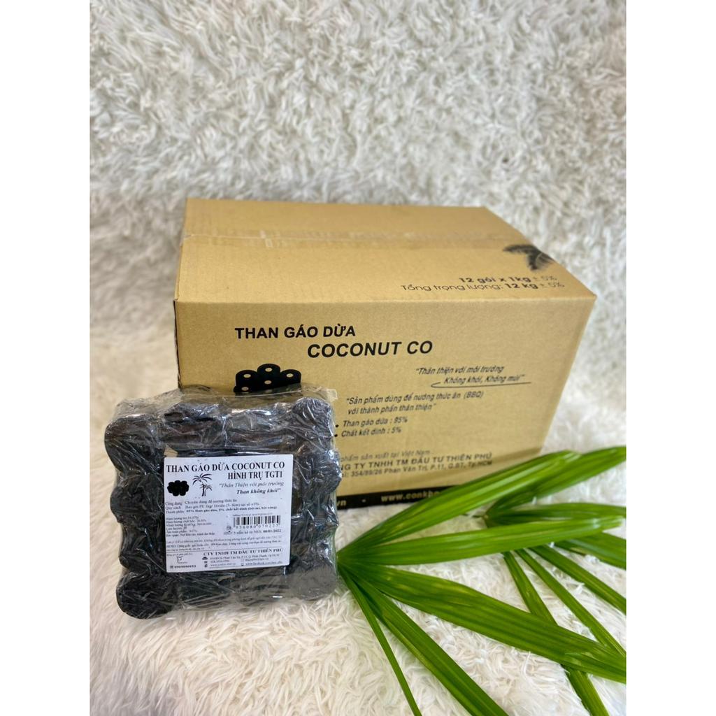 1 THÙNG THAN GÁO DỪA KHÔNG KHÓI HÌNH TRỤ 16VIÊN/KG (THÙNG 10KG)