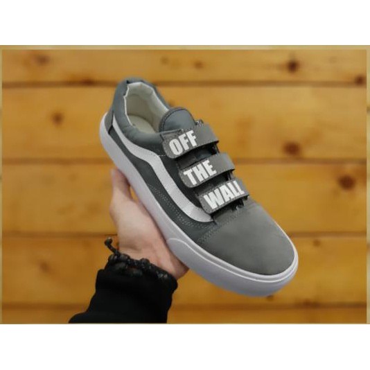 Giày Vans Off The Wall Xám 100% Realpict Phối Khóa Dán Chất Lượng Cao