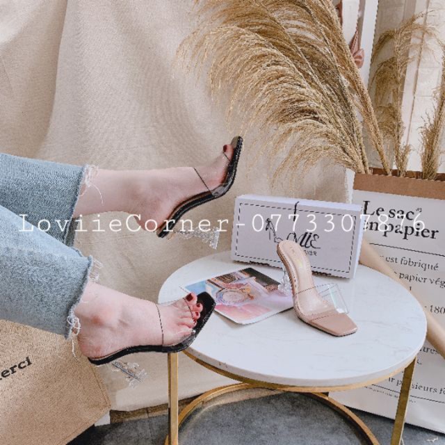 GUỐC CAO GÓT LOVIIECORNER THỜI TRANG - GUỐC NỮ MŨI NHỌN QUAI TRONG 9 PHÂN GÓT ĐŨA D200779