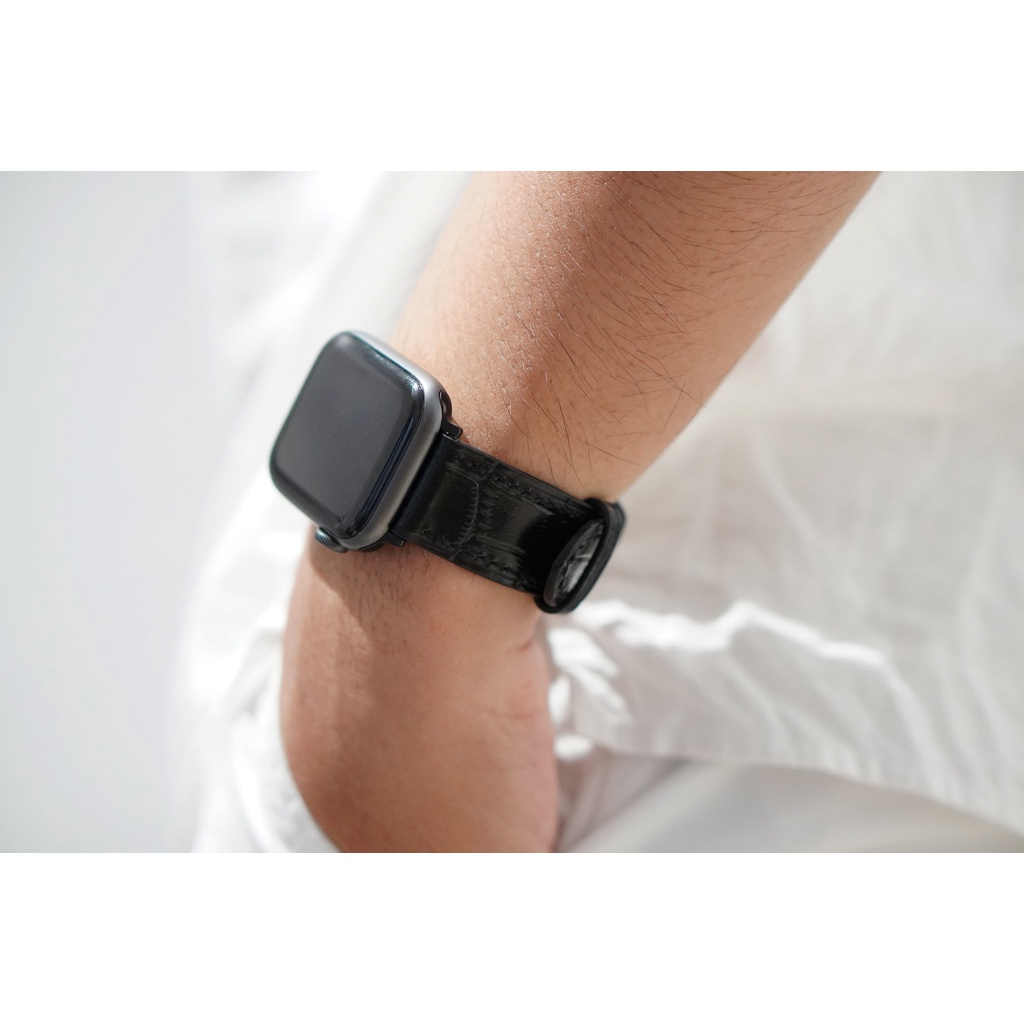 Dây đồng hồ Apple Watch màu Đen Patina thương hiệu Lion Leather